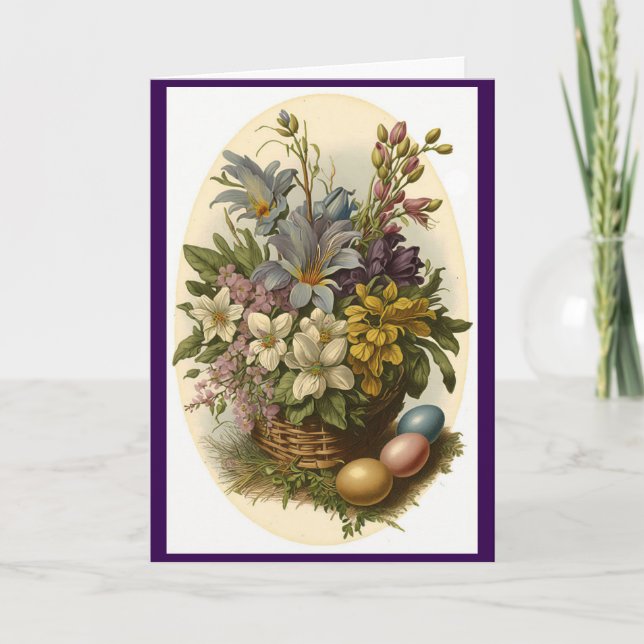 Bonita tarjeta de felicitación floral de Pascua (Anverso)