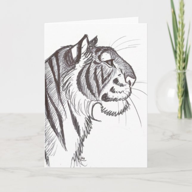 Bonita tarjeta de felicitación para dibujar Tigre (Anverso)