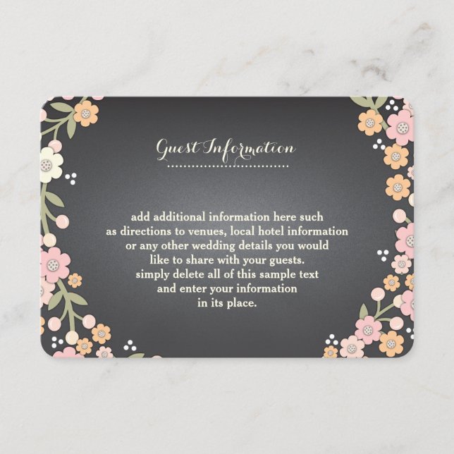 Bonita tarjeta de información para Bodas de la cor (Anverso)