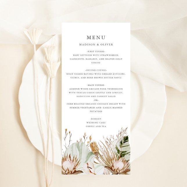 Bonita tarjeta de menú Boda botánico Boho (Subido por el creador)
