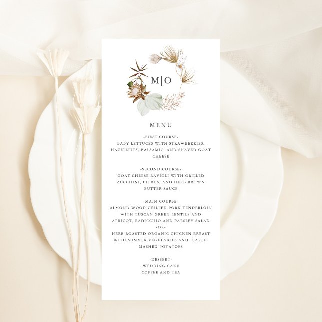 Bonita tarjeta de menú Boda botánico Boho (Subido por el creador)
