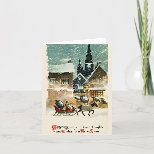 Bonita tarjeta de Navidad vintage (Anverso)