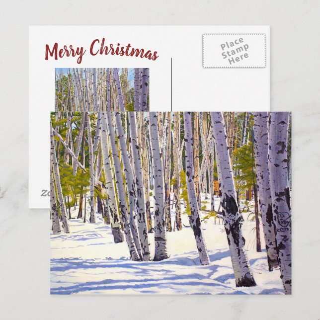 Bonita tarjeta de Navidades de la montaña de la ni (Anverso / Reverso)