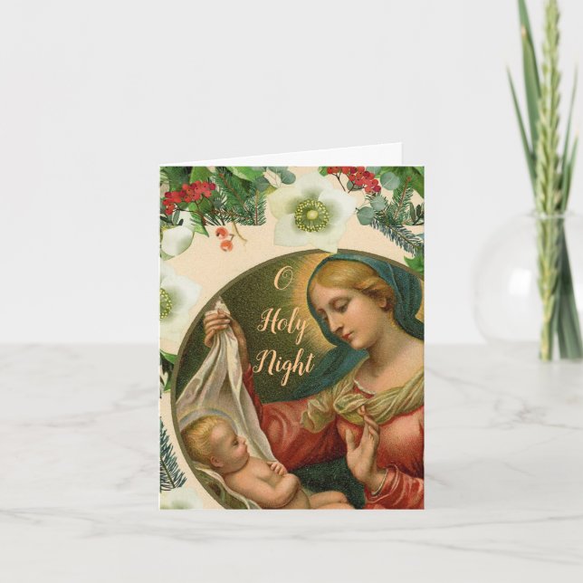 Bonita tarjeta de Navidades Madonna e Infantil (Anverso)