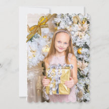 Bonita tarjeta de Navidades rosados y dorados, aña