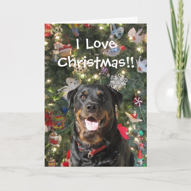 Bonita tarjeta de Navidades Rottweiler Spirit (Anverso)