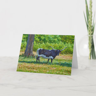 Bonita tarjeta de notas de arte de vaca longhorn p