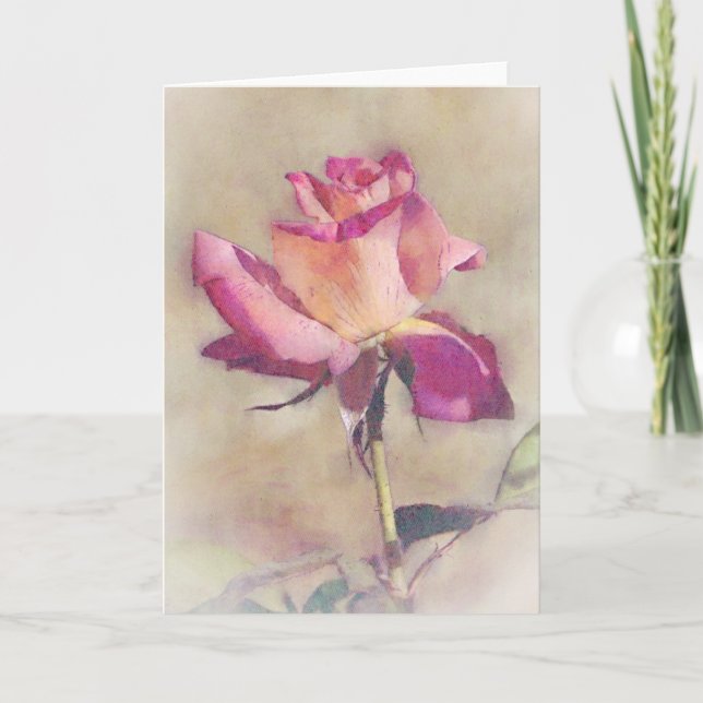 Bonita tarjeta de notas de arte rosa rosa rosa ros (Anverso)