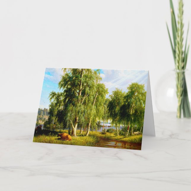 Bonita tarjeta de notas en blanco del Día de Veran (Anverso)