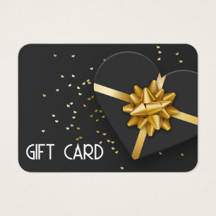 Bonita tarjeta de regalo Gold Bow Black Heart