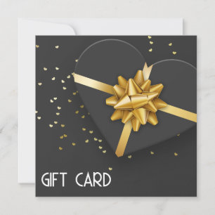 Bonita tarjeta de regalo Gold Bow Black Heart