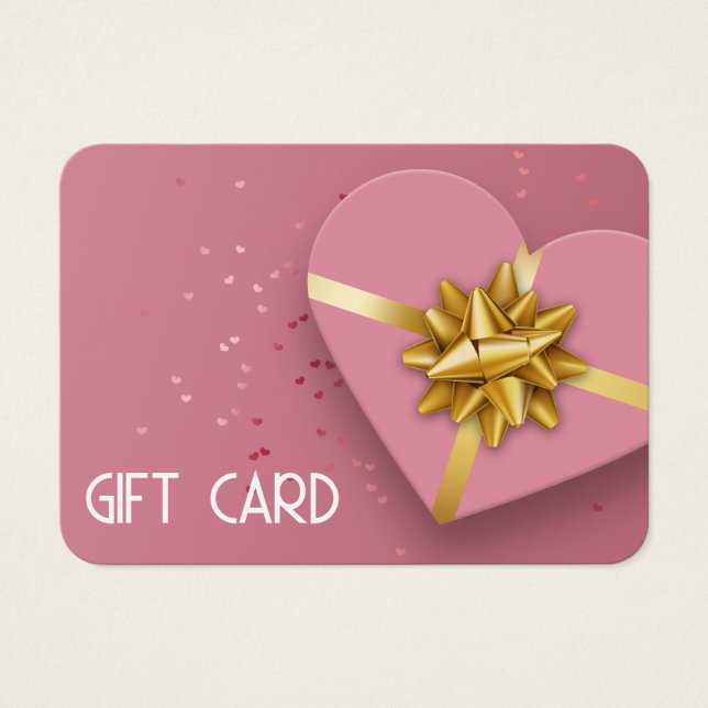 Bonita tarjeta de regalo Gold Bow Pink Heart Gift  (Frente)