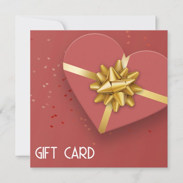 Bonita tarjeta de regalo Gold Bow Red Heart (Anverso)