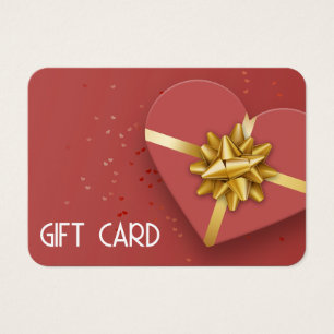 Bonita tarjeta de regalo Gold Bow Red Heart