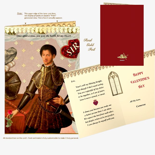 Bonita tarjeta de Relieve metalizado dorado Knight (Customizable to show your love to a special gentleman for Valentine's / birthday / anniversary, etc.)