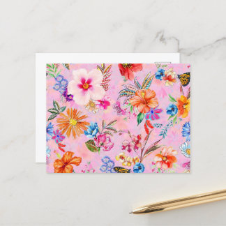 Bonita tarjeta floral rosa de verano