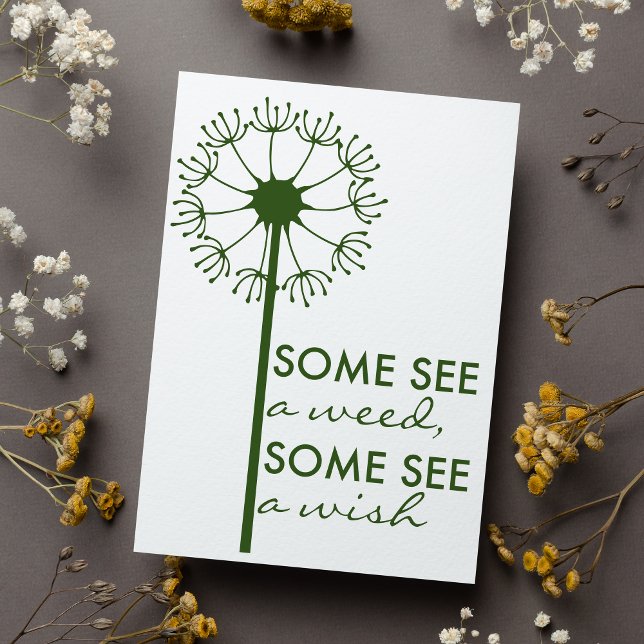 Bonita tarjeta Inspiradora de Dandelion ( This card is actually about inspiration, hope and being optimistic. Featuring an inspiring quote.)