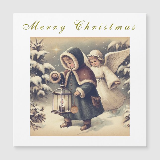 Bonita tarjeta magnética de Navidades Angels Holid (Anverso)