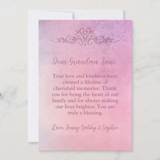 Bonita tarjeta personalizada para la abuela (Anverso)