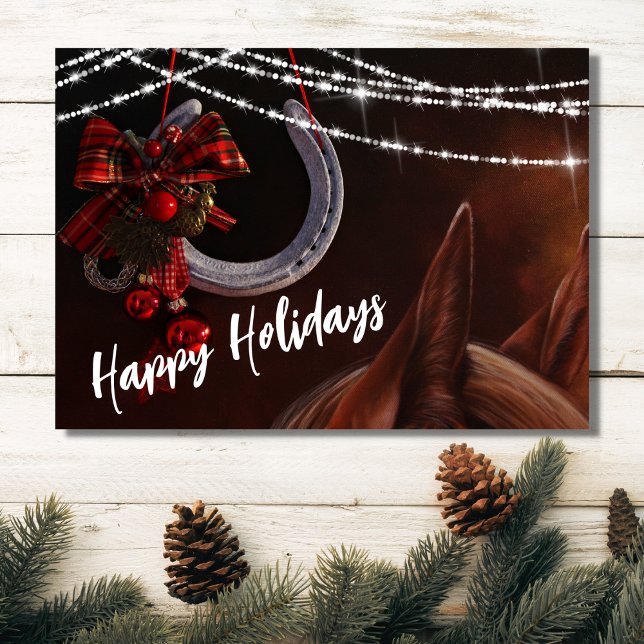 Bonita tarjeta plana de Navidades de caballos y ca (Subido por el creador)