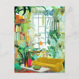 Bonita tarjeta postal de la sala de estar Boho
