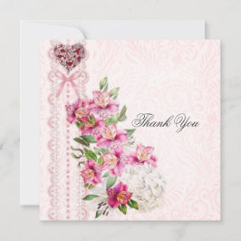 Bonita tarjeta rosa de agradecimiento