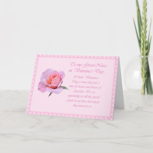Bonita tarjeta rosa feliz Día de San Valentín (Anverso)