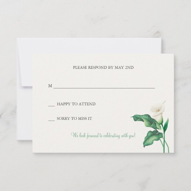 Bonita tarjeta RSVP de Calla Lily (Anverso)