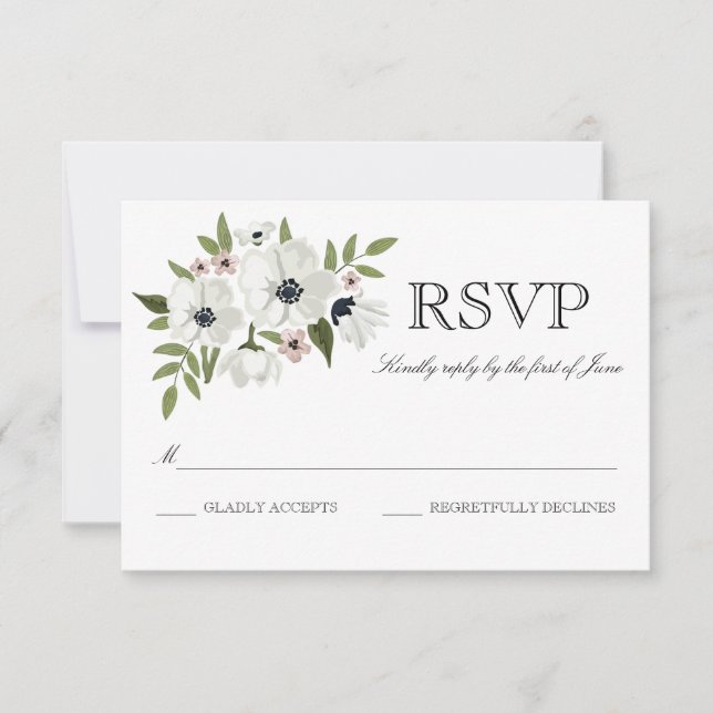 Bonita tarjeta RSVP floral (Anverso)