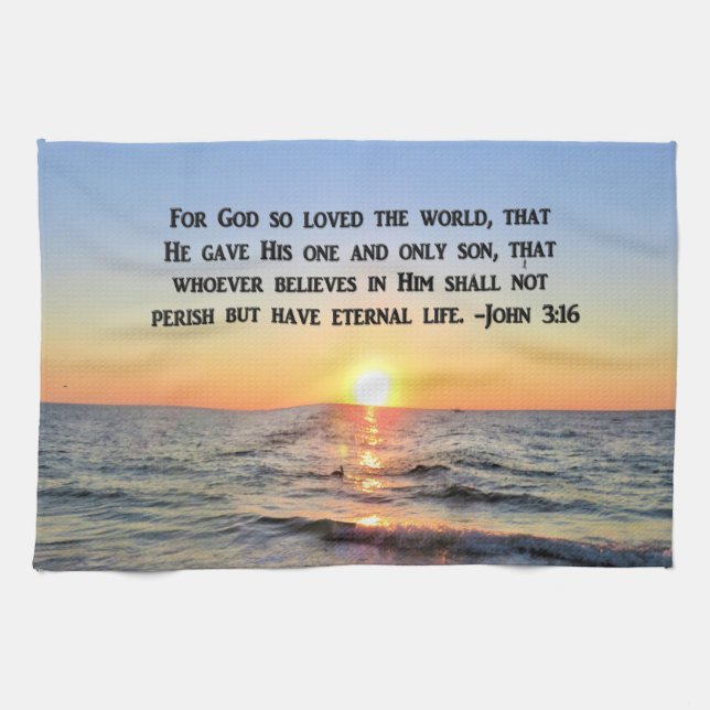 BONITA TOALLA DE PLATOS JOHN 3:16 (Horizontal)