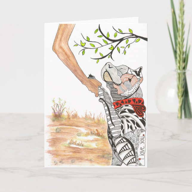 Bonita y colorida tarjeta de felicitación de pitbu (Anverso)