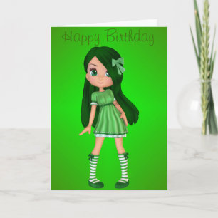 Bonita y verde tarjeta de felicitación por cumplea