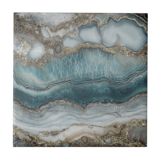 Bonitas baldosas de casa azul plateado (Frente)