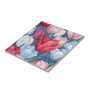 Bonitas Baldosas De Cerámica Tulipán Para Decoraci