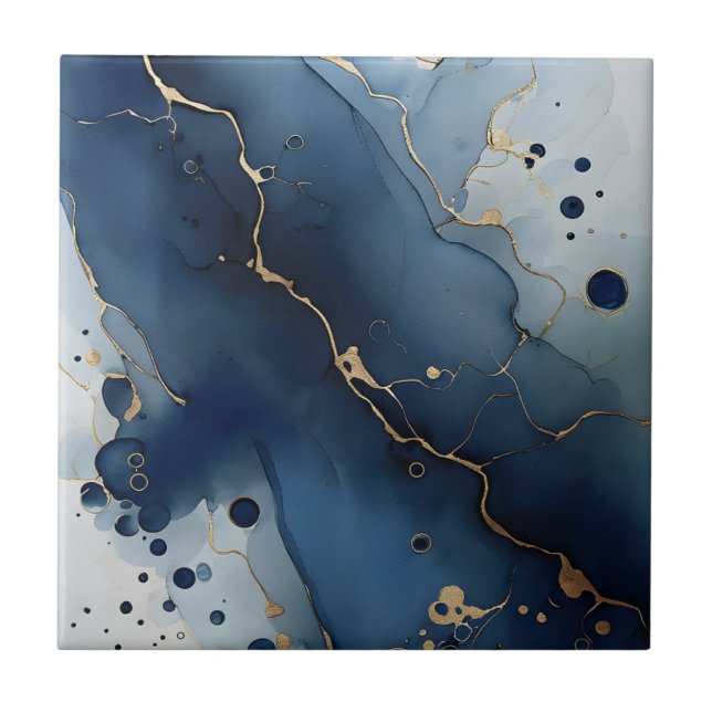 Bonitas baldosas de oro azules (Frente)