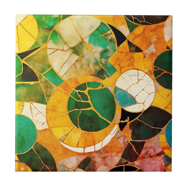 Bonitas baldosas doradas verdes (Frente)