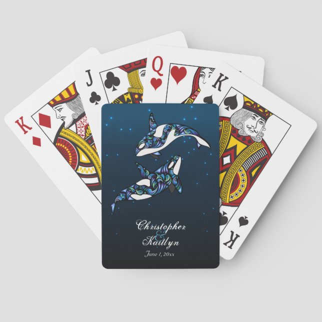 Bonitas cartas de Boda de ballenas de Orca (Reverso)