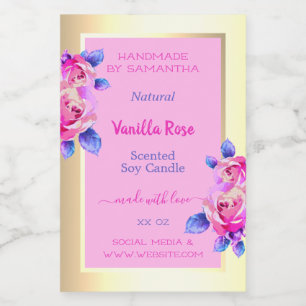 Bonitas etiquetas de productos de oro rosado Velas