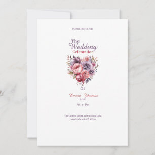 bonitas flores corazón invitaciones de boda