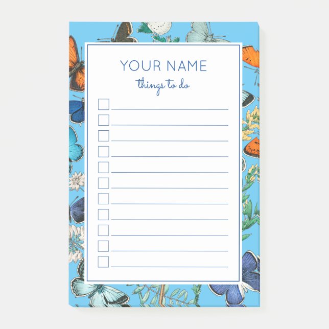 BONITAS MARIPOSAS AZULES PARA HACER NOTAS POST-IT (Anverso)