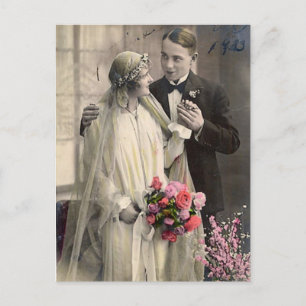 Bonitas tarjetas antiguas de novios y novios, rega