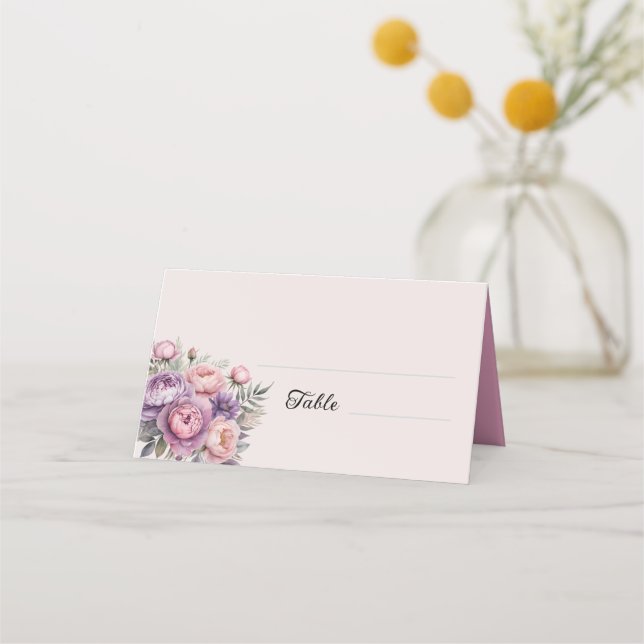 Bonitas tarjetas de carpas de mesa floral pastel (Anverso)