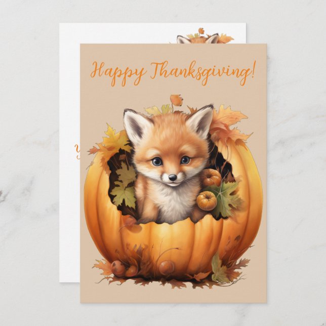 Bonitas tarjetas de colores de la Fox Happy Thankd (Anverso / Reverso)