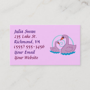 Bonitas tarjetas de negocios de cisne morado