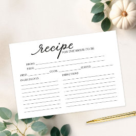 Bonitas tarjetas de recetas de ducha de novia cali