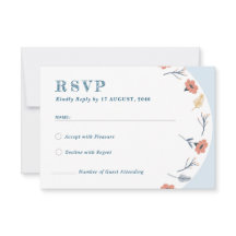 Bonitas tarjetas RSVP de boda floral retro