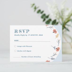 Bonitas tarjetas RSVP de boda floral retro