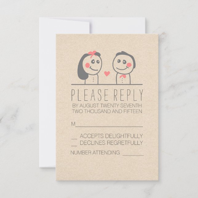 Bonitas tarjetas RSVP de novia y boda de novio (Anverso)