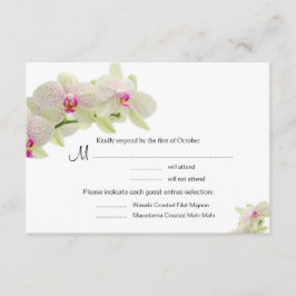 Bonitas tarjetas RSVP de orquídeas blancas y rosad