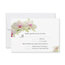 Bonitas tarjetas RSVP de orquídeas blancas y rosad